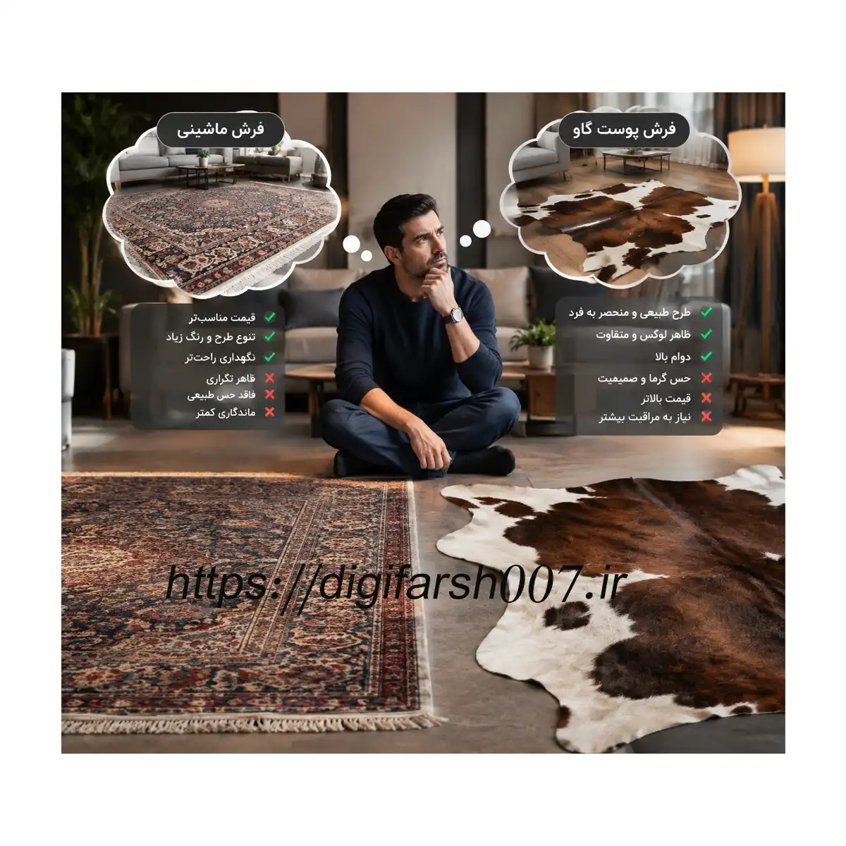 فرش پوست گاو چیست؟ آیا می‌توان از فرش پوست گاو در منزل استفاده کرد؟